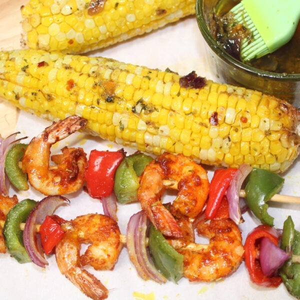 Suya Shrimps Kabob & Sweet Corn combo!